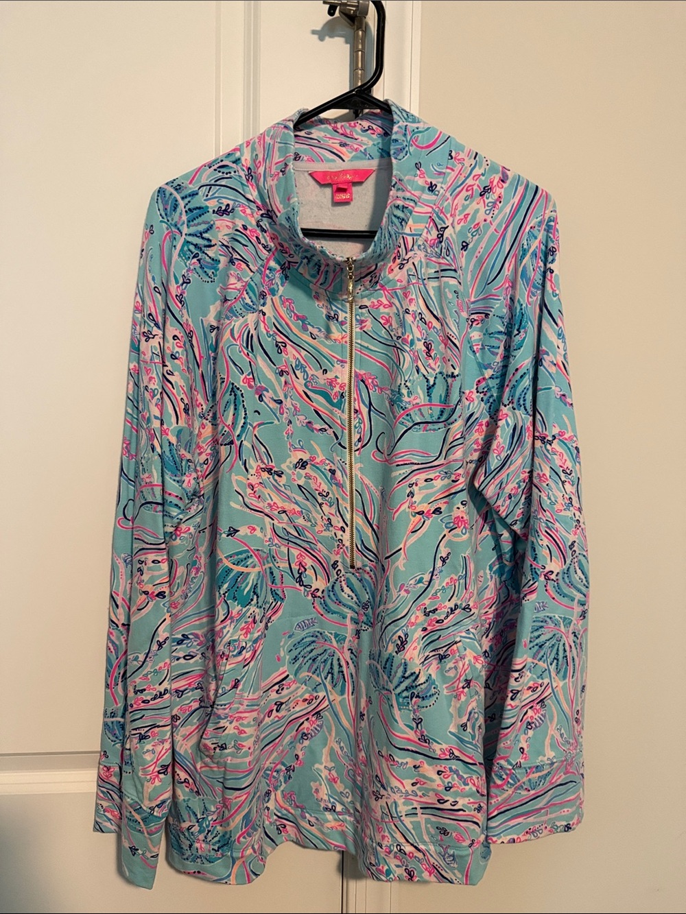 Lilly Pulitzer Aqua Multicolor Zip-Front Popover